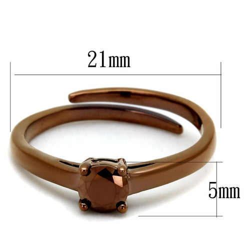 Alamode 3W1147 IP coffee brass ring with AAA grade cubic zirconia in light coffee color, showcasing a detailed jewelry design.