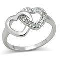 Alamode rhodium brass ring featuring a clear AAA grade cubic zirconia stone, showcasing a shiny, elegant design.