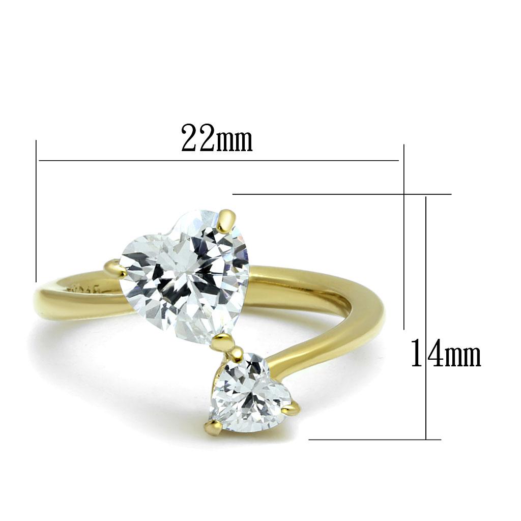 Alamode TK3093 stainless steel ring with IP gold-ion plating and AAA grade clear CZ gemstone, showcasing a sleek, elegant design.