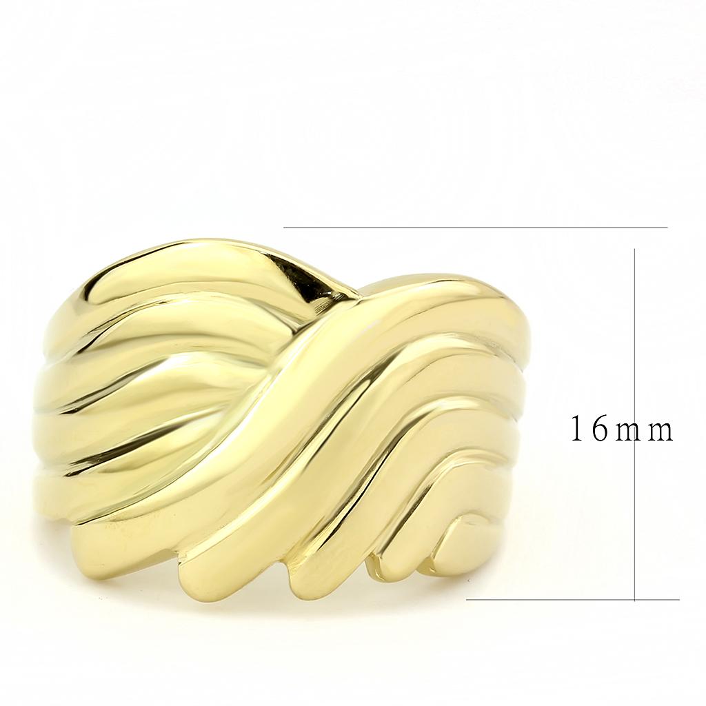 Alamode TK3576 stainless steel ring with IP gold ion plating, sleek design, no stone, showcases a shiny, polished finish.