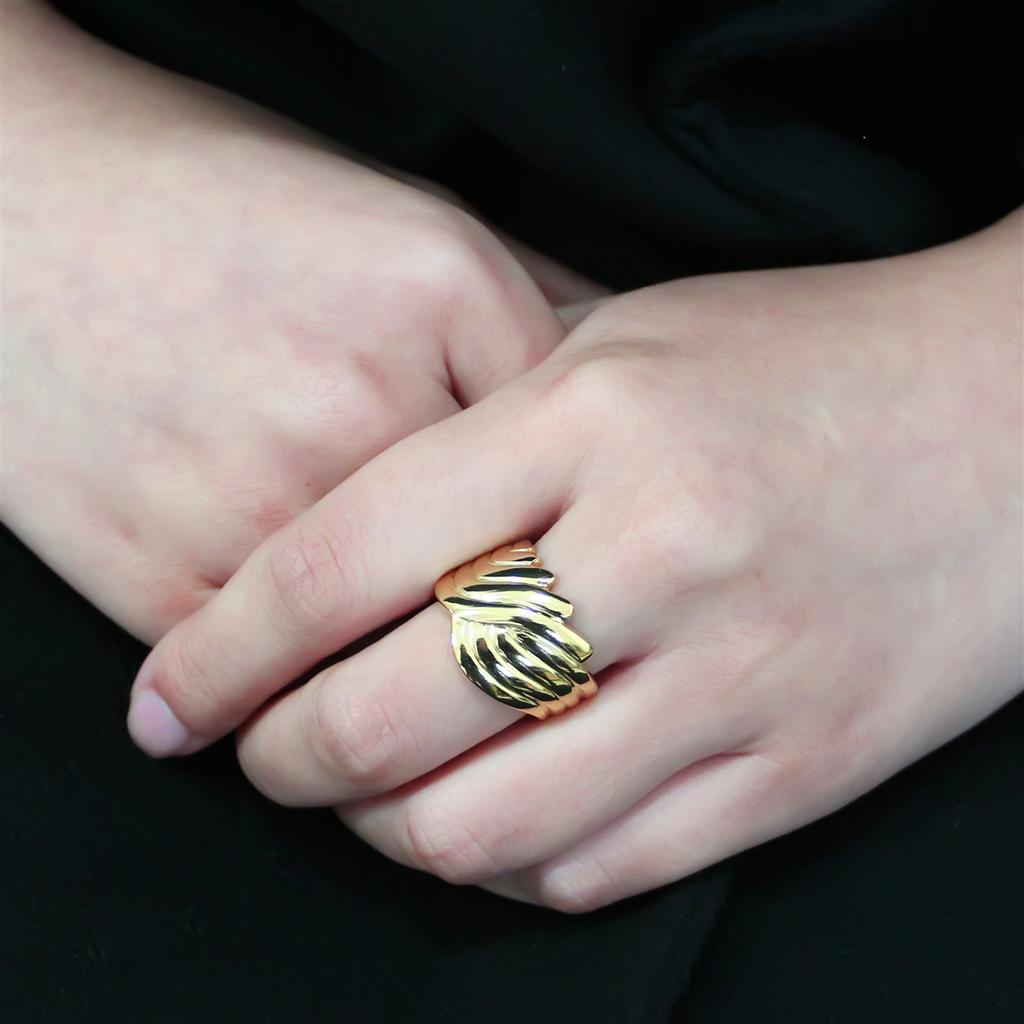 Alamode IP Gold Ion Plating stainless steel ring with no stone, featuring a sleek, polished band design.
