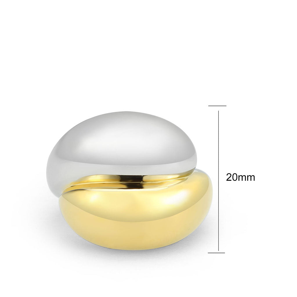 Alamode TK3887 two-tone IP gold stainless steel ring with no stone, featuring a sleek, modern design and polished finish.