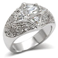 High-polished 925 silver ring by Alamode with AAA grade clear CZ gemstone, showcasing a sleek and elegant design.