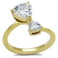 Alamode TK3093 stainless steel ring with IP gold ion plating and clear AAA grade CZ gemstone, showcasing a sleek design.