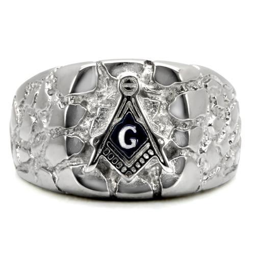 Alamode TK8X039 high-polished stainless steel ring with no plating and no stones, showcasing a sleek, reflective surface.