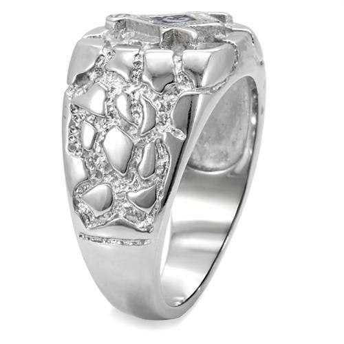 Alamode high polished stainless steel ring with no stones, featuring a sleek, smooth band design.
